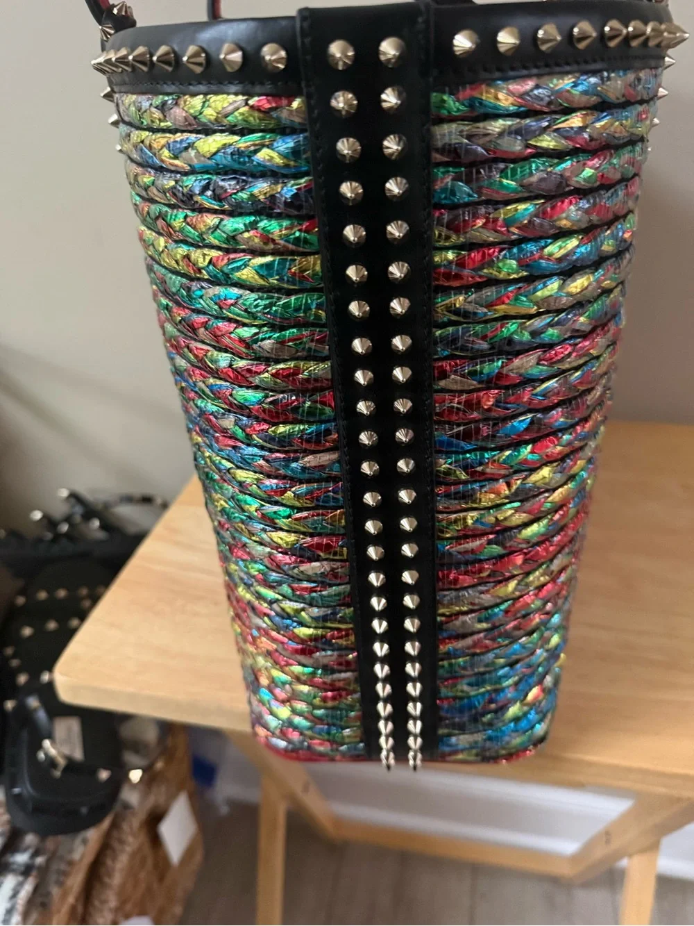 Christian Louboutin Large Cabata Metallic Multicolor Woven Tote